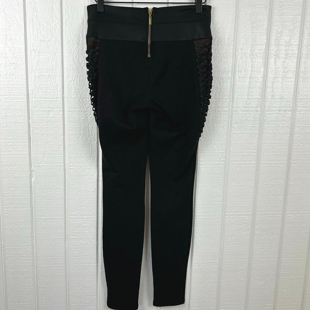 Bisou Bisou Black Skinny Leggings Punk Goth Y2K Stretch Pants Women Size 2 - Picture 5 of 8